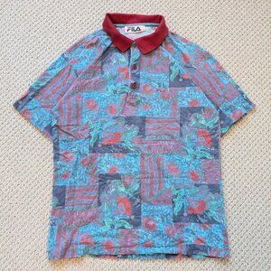 Fila Floral Polo Made in Italy Vintage 80s 90s Size 38 Medium